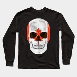 Canada Flag Skull - Gift for Canadian With Roots From Canada Long Sleeve T-Shirt